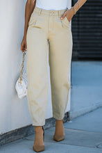Load image into Gallery viewer, Khaki Solid High Waist Casual Pants