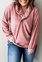 Load image into Gallery viewer, Pink Plus Size Long Sleeve V-Neck Buttoned Top