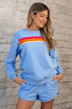 Load image into Gallery viewer, Beau Blue Striped Accent Pullover and Shorts Two Piece Casual Set