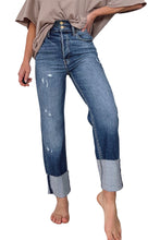 Load image into Gallery viewer, Blue High Waist Distressed Straight Leg Jeans
