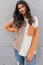 Load image into Gallery viewer, Long Sleeve Colorblock Chest Pocket Textured Knit Top
