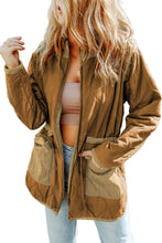 Load image into Gallery viewer, Brown Stitching Quilted Drawstring Jacket