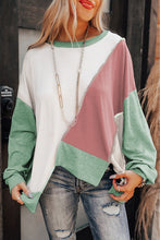 Load image into Gallery viewer, Colorblock Stitching Irregular Hem Long Sleeve Top
