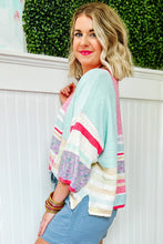 Load image into Gallery viewer, Color Block Striped Three-Quarter Sleeve Knitted Top
