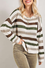Load image into Gallery viewer, Stripe Crochet Hollow out Knit Sweater
