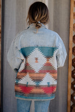 Load image into Gallery viewer, Sky Blue Plus Size Denim Aztec Jacket
