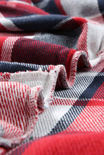 Load image into Gallery viewer, Red Hooded Plaid Button Front Shacket