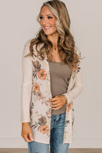 Load image into Gallery viewer, Floral Print Ribbed Knit Slim Fit Cardigan