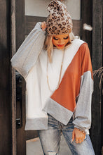 Load image into Gallery viewer, Khaki Colorblock Stitching Irregular Hem Long Sleeve Top