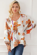 Load image into Gallery viewer, Multicolour Floral Print V Neck Babydoll Blouse