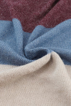Load image into Gallery viewer, Multicolor Colorblock Open Front Long Knit Cardigan