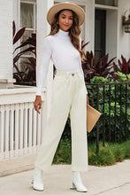 Load image into Gallery viewer, Beige Corduroy High Waist Straight Leg Pants