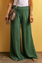 Load image into Gallery viewer, Green Smocked Waist Crinkled Wide Leg Pants
