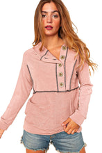 Load image into Gallery viewer, Pink Buttons Front Princess Line Out Seam Hoodie
