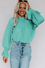 Load image into Gallery viewer, Striking Pleated Flared Cuff Long Sleeve Blouse