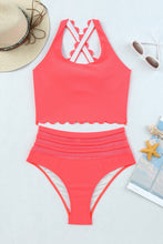 Load image into Gallery viewer, Scalloped Criss Cross High Waist Bikini
