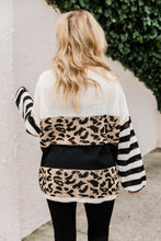 Load image into Gallery viewer, Slouchy Drop-shoulder Leopard Striped Colorblock Sweater