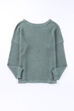 Load image into Gallery viewer, Waffle Knit Drop Shoulder Long Sleeve Top