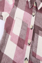 Load image into Gallery viewer, Plaid Color Block Buttoned Long Sleeve Jacket with Pocket