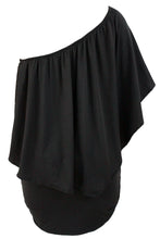Load image into Gallery viewer, Plus Size Multiple Dressing Layered Black Mini Poncho Dress