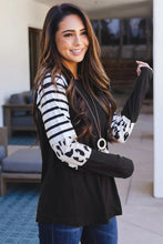Load image into Gallery viewer, Striped Animal Print Colorblock Long Sleeve Top