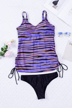 Load image into Gallery viewer, Animal Stripes Lacing Tankini Swimsuit