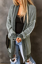 Load image into Gallery viewer, Plaid Knitted Long Open Front Cardigan