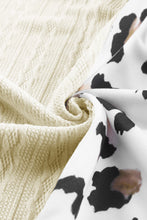 Load image into Gallery viewer, Beige Asymmetric Leopard Patchwork Wide Sleeve V Neck Sweater