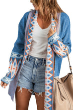 Load image into Gallery viewer, Aztec Print Open Front Knitted Cardigan