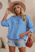 Load image into Gallery viewer, Casual Button Solid Patchwork Trim Hoodie