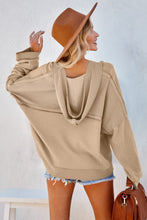 Load image into Gallery viewer, Khaki Casual Button Solid Patchwork Trim Hoodie