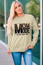 Load image into Gallery viewer, Khaki MOM MODE Leopard Print Long Sleeve Sweatshirt