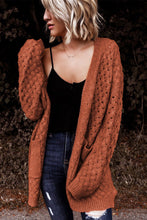 Load image into Gallery viewer, Open Front Woven Texture Knitted Cardigan with Pockets