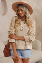 Load image into Gallery viewer, Khaki Casual Button Solid Patchwork Trim Hoodie