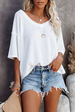 Load image into Gallery viewer, Waffle Knit Drop Shoulder Loose Top