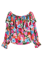 Load image into Gallery viewer, Floral Print Ruffled Off Shoulder Blouse
