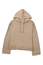 Load image into Gallery viewer, Khaki Casual Button Solid Patchwork Trim Hoodie