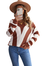 Load image into Gallery viewer, Striped Colorblock V Neck Knitted Sweater