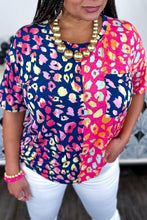 Load image into Gallery viewer, Plus Size Leopard Colorblock Short Sleeve Top