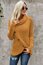 Load image into Gallery viewer, Mustard Buttoned Wrap Turtleneck Sweater