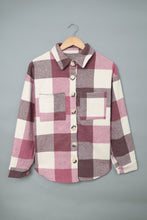 Load image into Gallery viewer, Plaid Color Block Buttoned Long Sleeve Jacket with Pocket