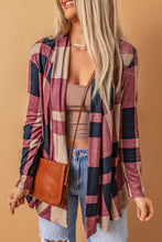 Load image into Gallery viewer, Draped Open Front Plaid Cardigan