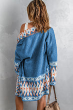 Load image into Gallery viewer, Aztec Print Open Front Knitted Cardigan