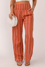 Load image into Gallery viewer, Striped Shirred High Waist Straight Leg Pants