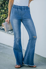 Load image into Gallery viewer, Distressed Bell Bottom Denim Pants