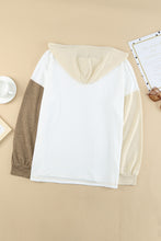 Load image into Gallery viewer, Khaki Colorblock V Neck Long Sleeve Hoodie