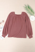 Load image into Gallery viewer, Square Neck Puff Sleeve Waffle Knit Top