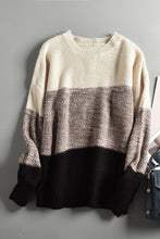 Load image into Gallery viewer, Color Block Netted Texture Pullover Sweater