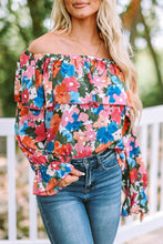 Load image into Gallery viewer, Floral Print Ruffled Off Shoulder Blouse