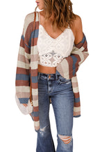Load image into Gallery viewer, Striped Color Block Hollowed Knit Cardigan